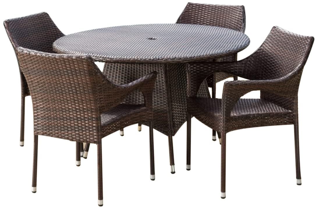 Lorelai Outdoor Wicker Dining Set, Multibrown