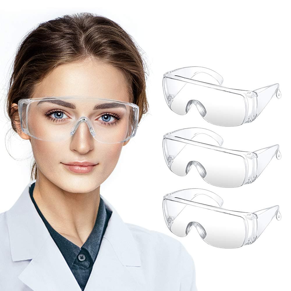 KALAOK Safety Goggles, KALAOK 3 Packs Safety Glasses Anti-Fog Eye Protection Glasses with Clear Vision, Dust and Wind-Proof, Scratch Resistant, Anti-Splash Goggles for Men and Women