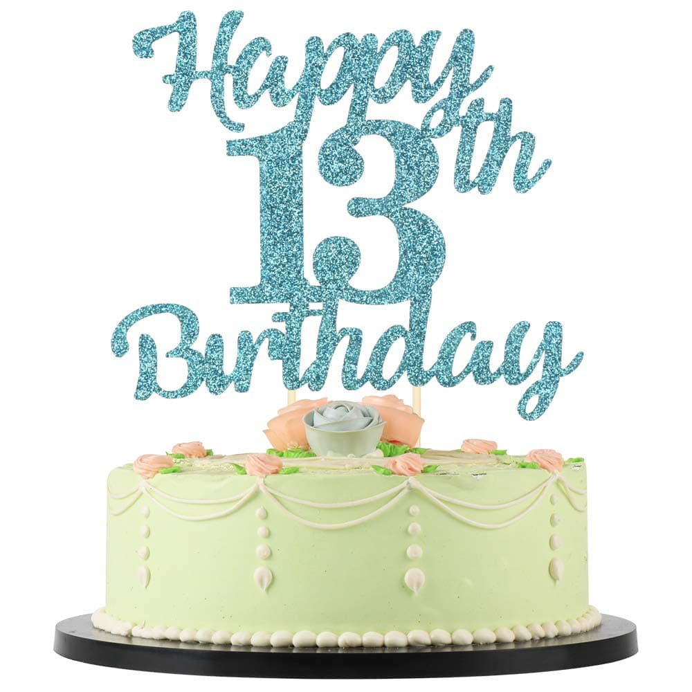 LVEUD 13th Birthday Cake Topper for Happy Birthday, 13 Blue Flash 13th Cake Topper,Happy Birthday Cake Topper Cake Ornament (13th)