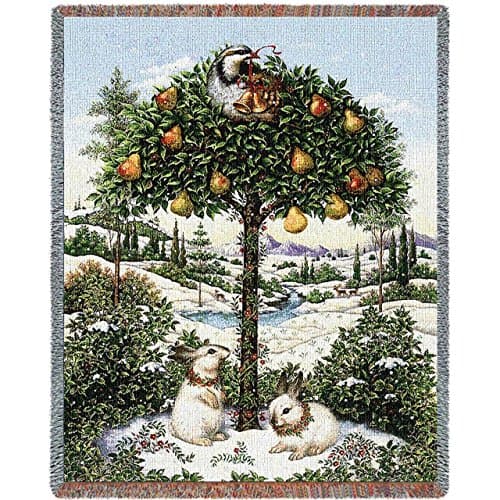Pure Country Weavers Partridge In A Pear Tree Blanket 2252-T 54 inches wide by 70 inches long, 100% cotton