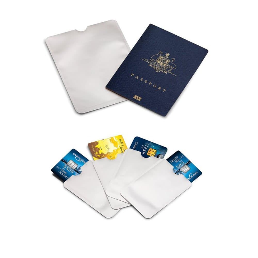 RFID Blocking Sleeve (4 Credit Card & 2 RFID Passport Sleeves) Identity Theft Protection Sleeves Case Holder, Anti Theft Travel Case Set - Slim Design for Wallet Pocket or Bag - Waterproof