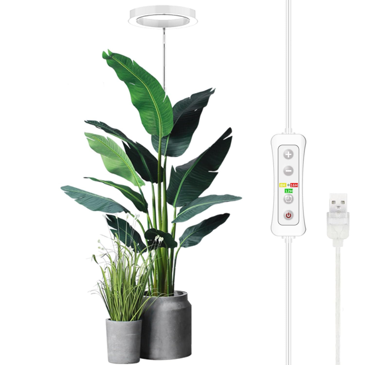 yadoker Plant Grow Light, LED Growing Light Full Spectrum for Indoor Plants,Height Adjustable, Automatic Timer, 5V Low Safe Voltage,Idea for Large Plant Light