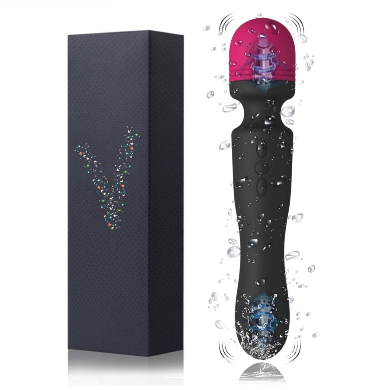 Upgraded Electric Double-Ended Available Cordless Shoulder Neck Back Relaxation Tools Handheld Portable Travel Home Work Sports Out Use Relieve Deep Tissue Muscle Pain Fatigue-RedBlack