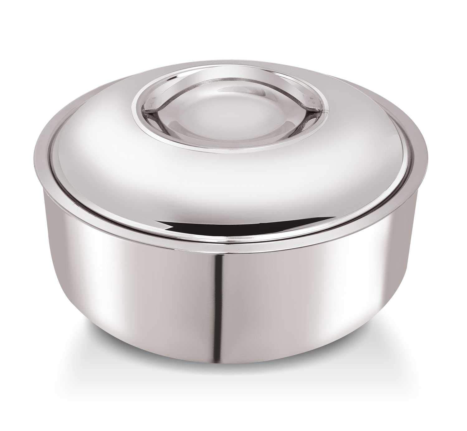 WARMEO Nexa Stainless Steel Push & Lock Casserole (2500ml, Silver)