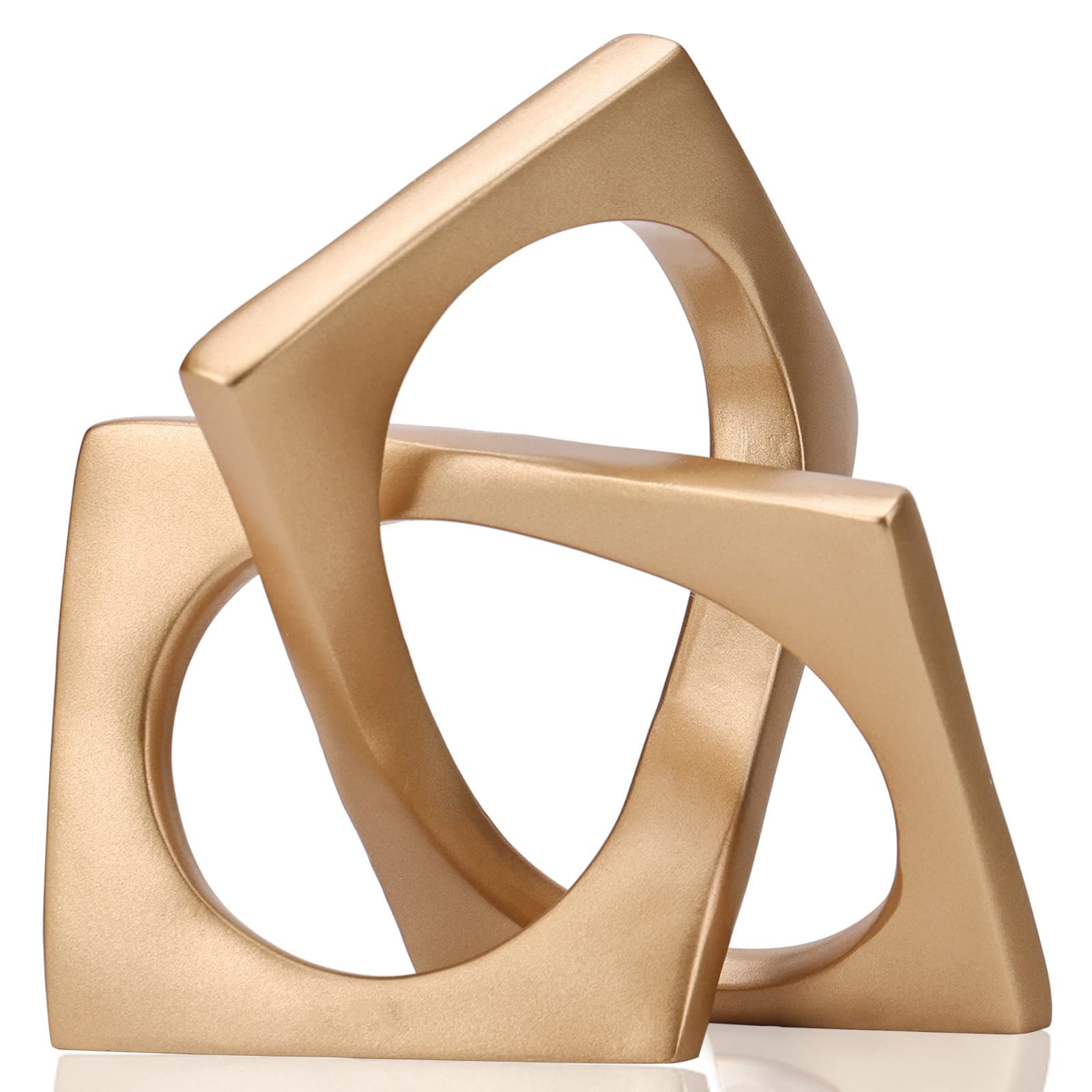 Modern Geometric Sculpture Gold Knot Statue Decor, Home Gold Bookcase Centerpiece jax Decorative, Geometric Tabletop Sculpture and Figurines, For Golden Home Decor Accent, Cube Decorative Ornaments