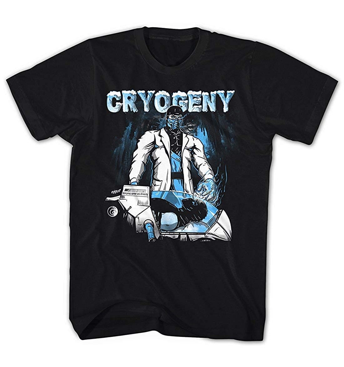 Men's T-Shirt Dr. sub Zero Mortal Kombat Cryogenics Ice Game Film - Black, XL