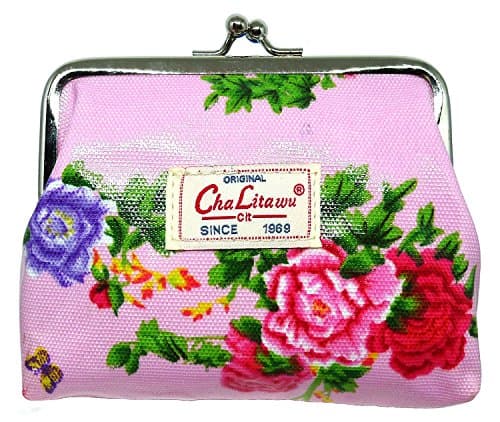 BDJ Garden Flower Oilcloth Fabric Kisslock Coin Purse