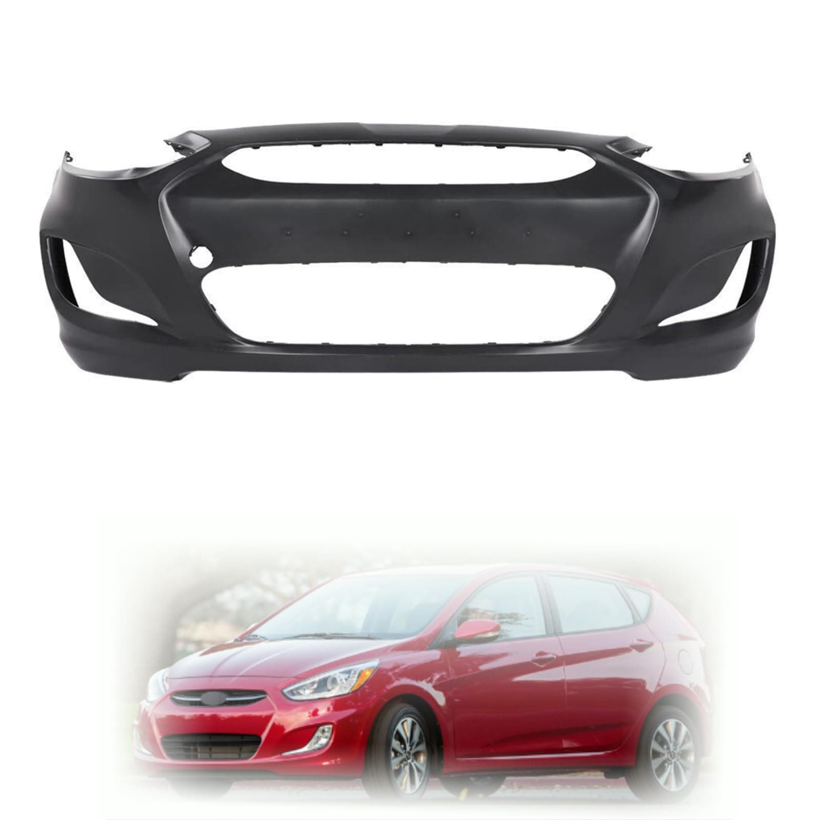 Front Bumper Cover Compatible with 2014-2017 Hyundai Accent Sedan and Hatchback HY1000201
