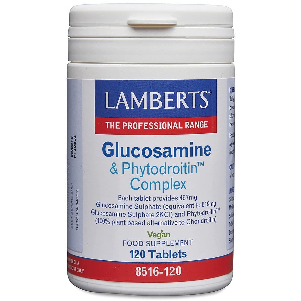 Lamberts Glucosamine & Phytodroitin Complex – Plant-Based Joint Support – with MSM & Quercetin – 60 Vegan Tablets