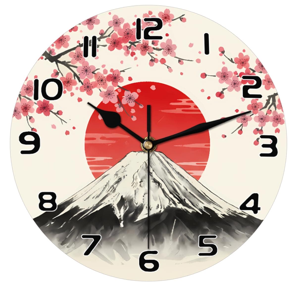 AUUXVA Wall Clock Silent Non Ticking Clock for Kitchen Living Room Bedroom Home Artwork Gift (Japanese Style)