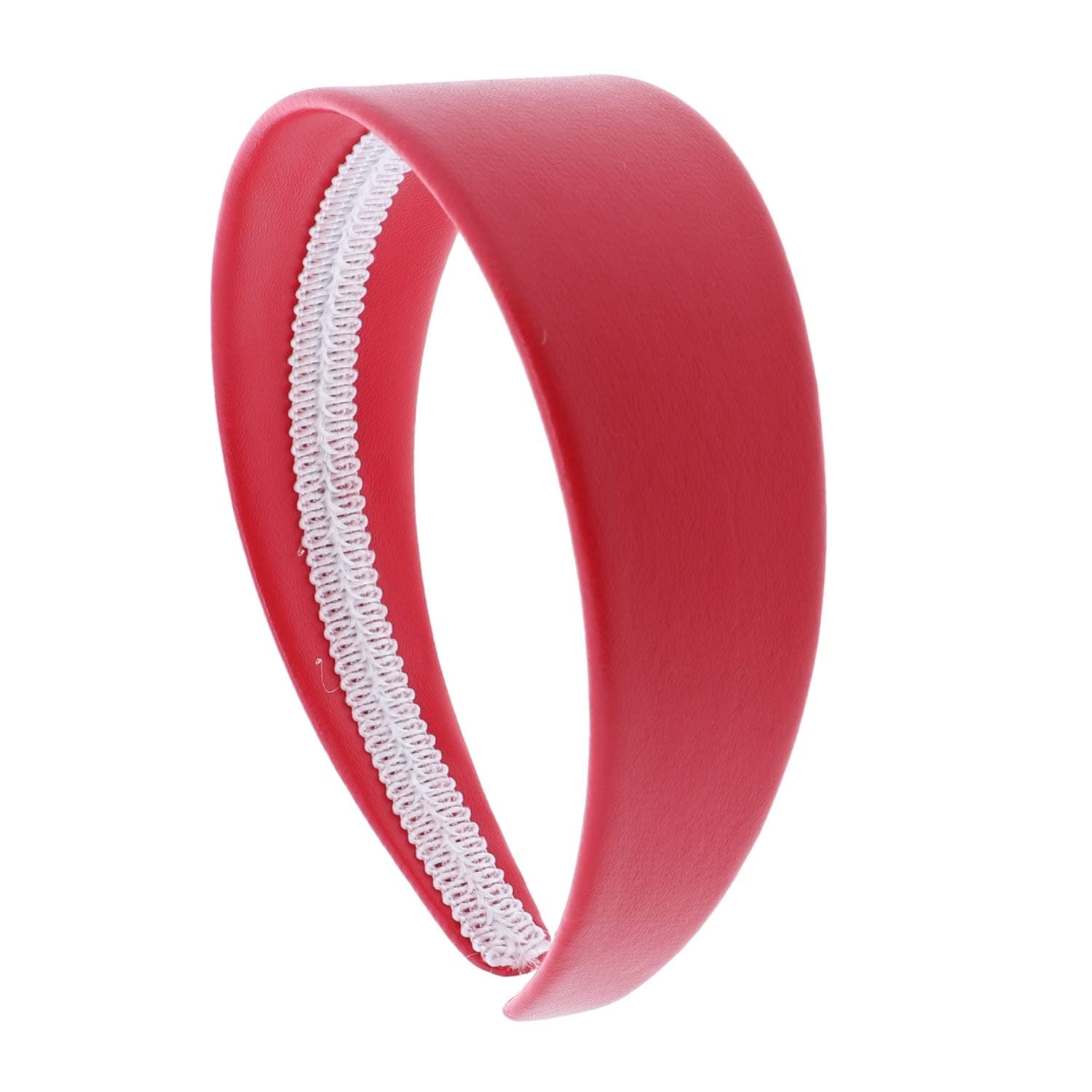Motique Accessories 2 Inch Wide Leather Like Headband Solid Hair band for Women and Girls - Bright Red