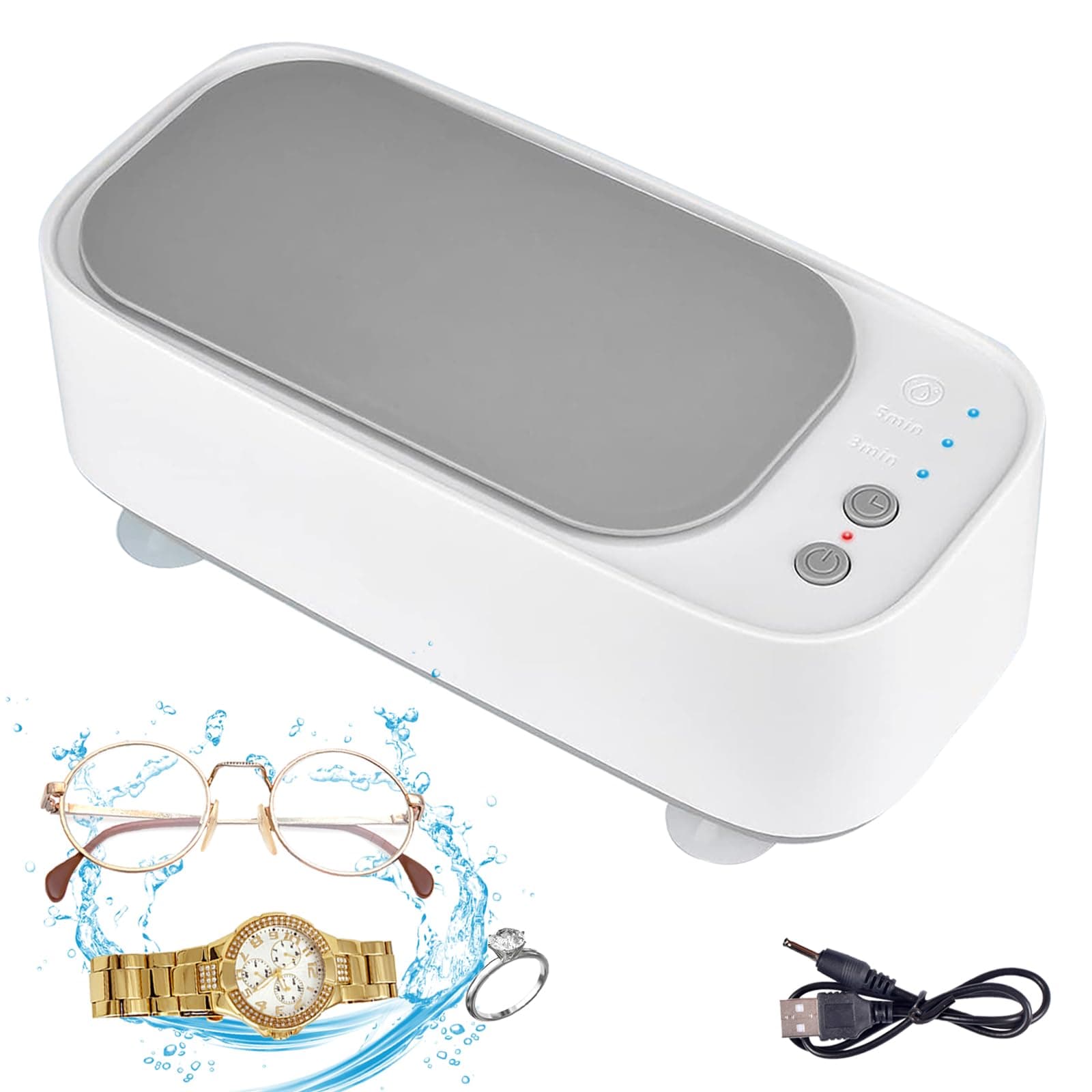 Ultrasonic Cleaner, 45000Hz Ultrasonic Cleaner, 500ML Ultrasonic Glasses Cleaner with 3 Time Functions, Mini Ultrasonic Cleaner for Jewellery, Watches, Dentures