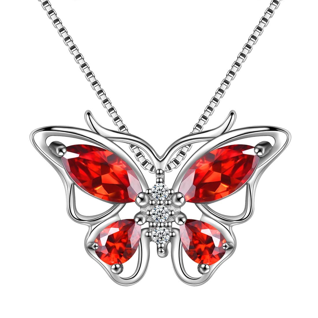 Butterfly Birthstone Pendant Necklace - Women 925 Sterling Silver Butterflies Birthstone Pendant Necklace Jewelry Birthday Gift for Women