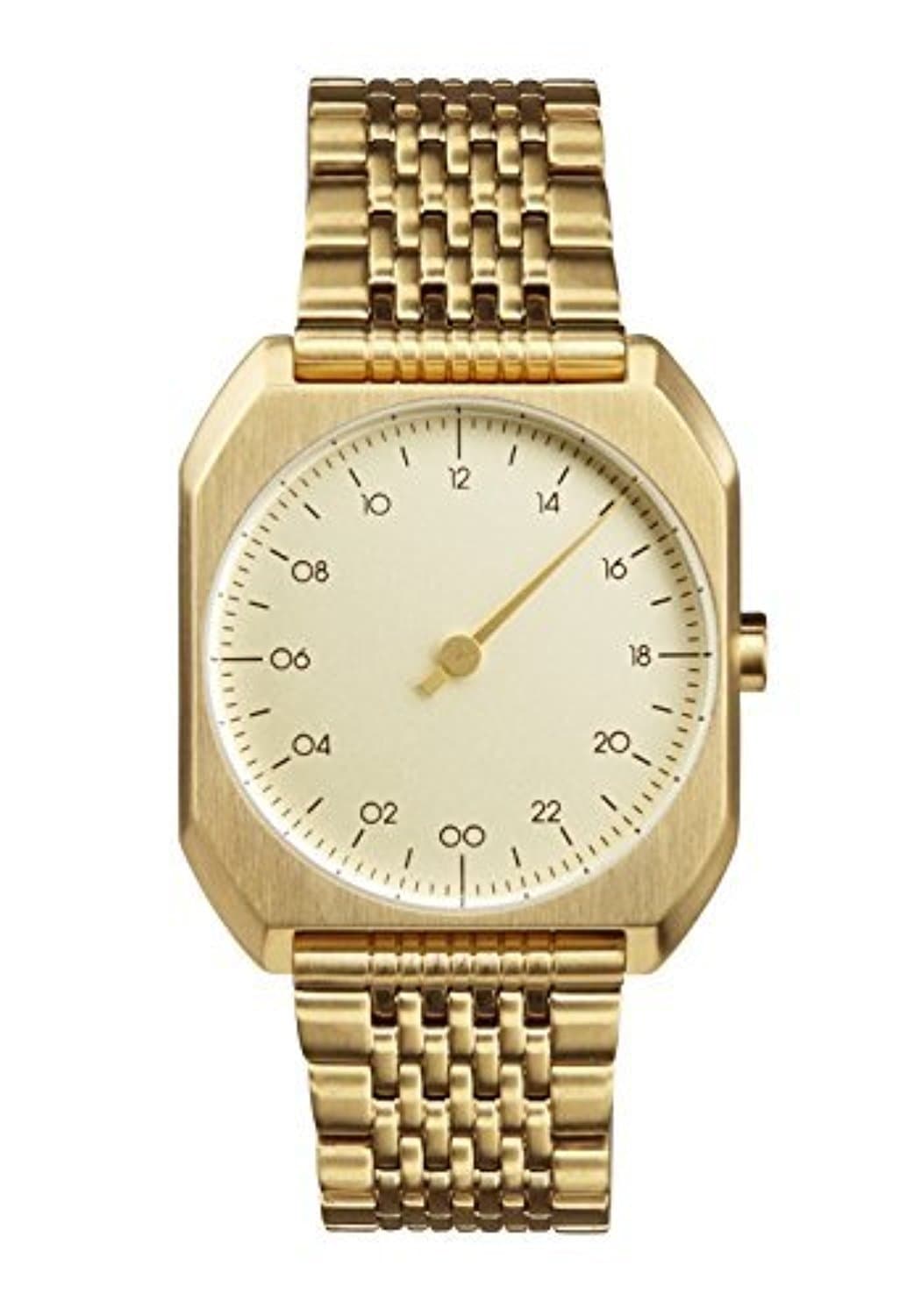 SLOW Mo 04 - All Gold Steel Unisex Quartz Watch with Gold Dial Analogue Display and Gold Stainless Steel Gold Plated Bracelet, Gold/Gold, Bracelet