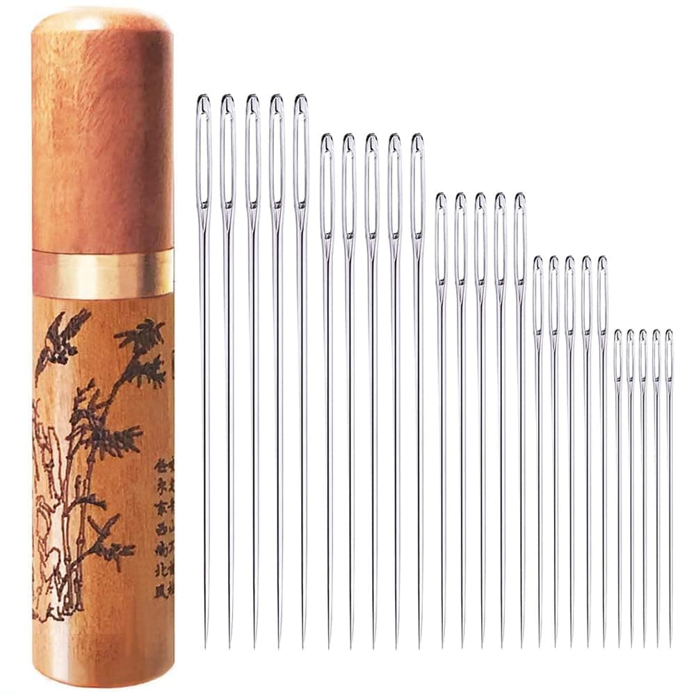 Sewing-Needles Embroidery-Needles Sharp Large-Eye Stainless-Steel - 25 Pieces for Hand Sewing