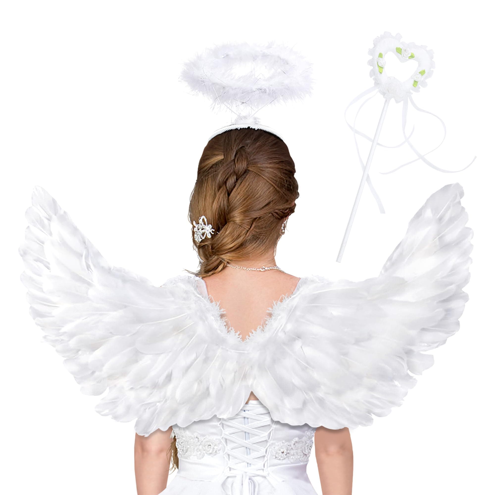 Angel Wings, Angel Wings and Halo for Women Adult Christmas Halloween Fancy Dress Costume