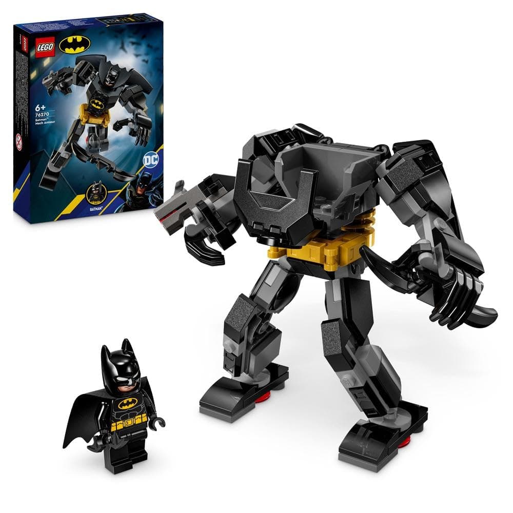 DC Batman Mech Armour Super-Hero Toy for Kids, Collectible Set with Robot Action Figure and Minifigure, Small Creative Gift for 6 Plus Year Old Boys, Girls 76270