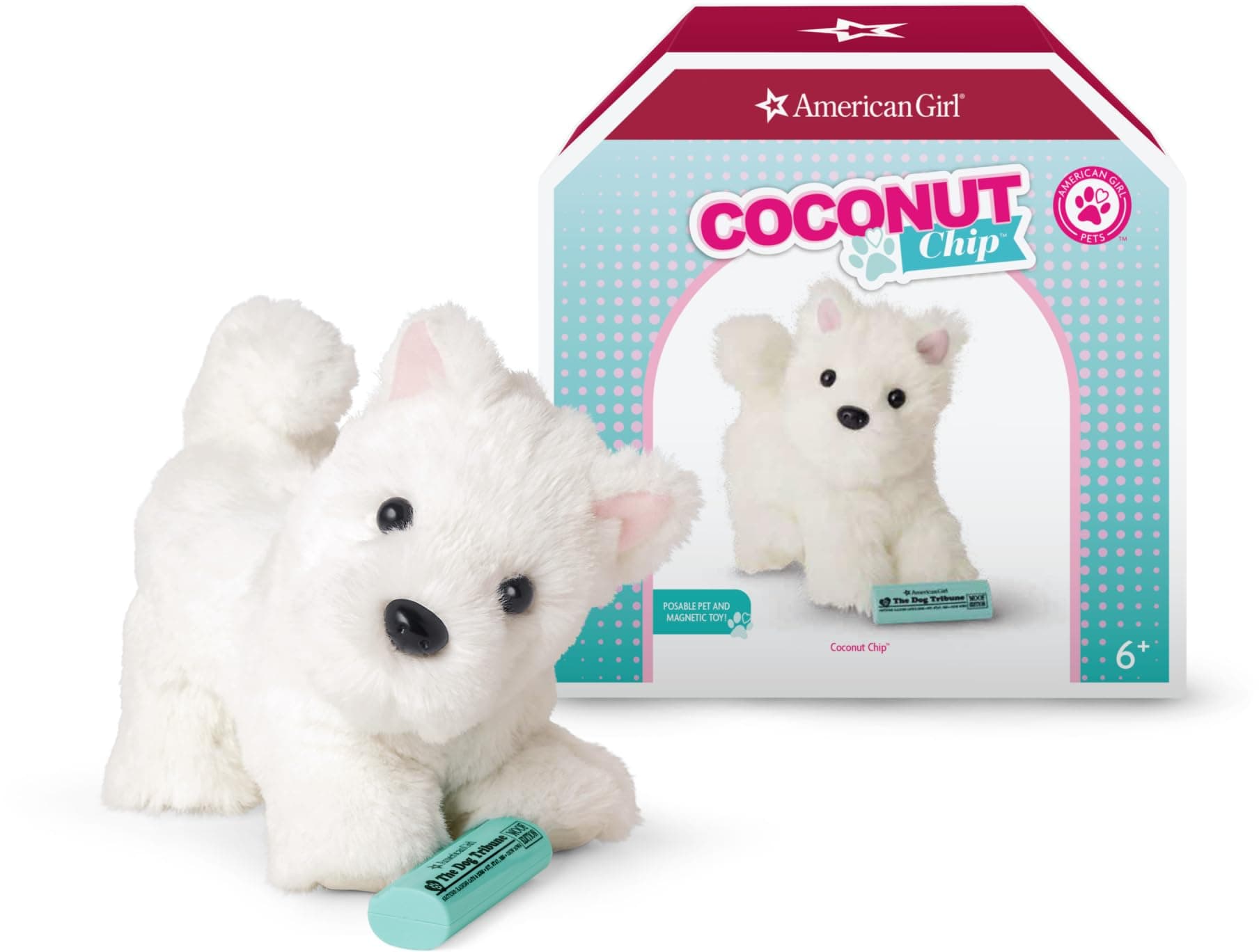 Coconut Chip White Dog for 18-inch Dolls Plus Pet Accessories