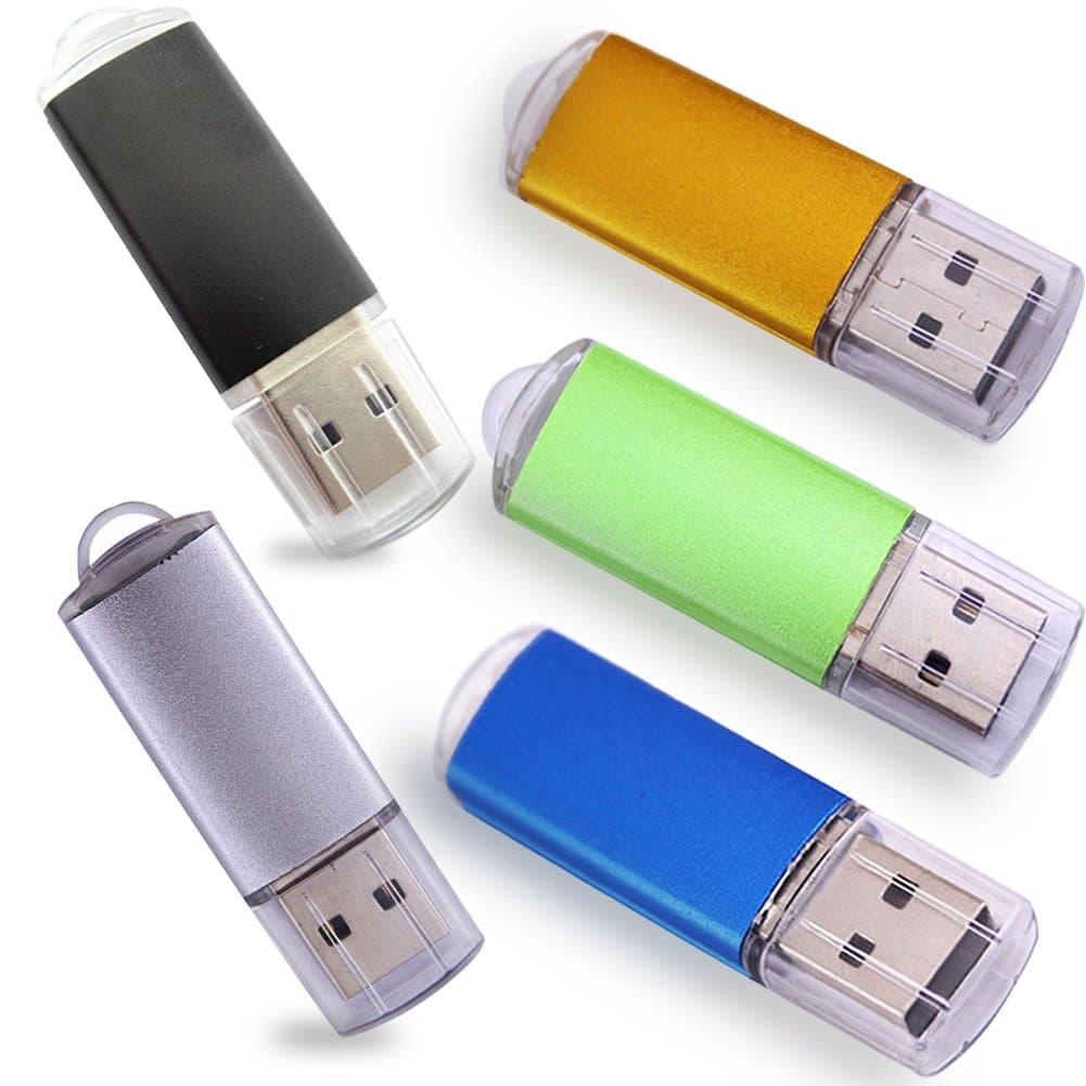 USB Flash Drives 2.0 Metal Key Pack of 5 Colors (256MB,Not GB,Smaller Than 1GB,Blank)