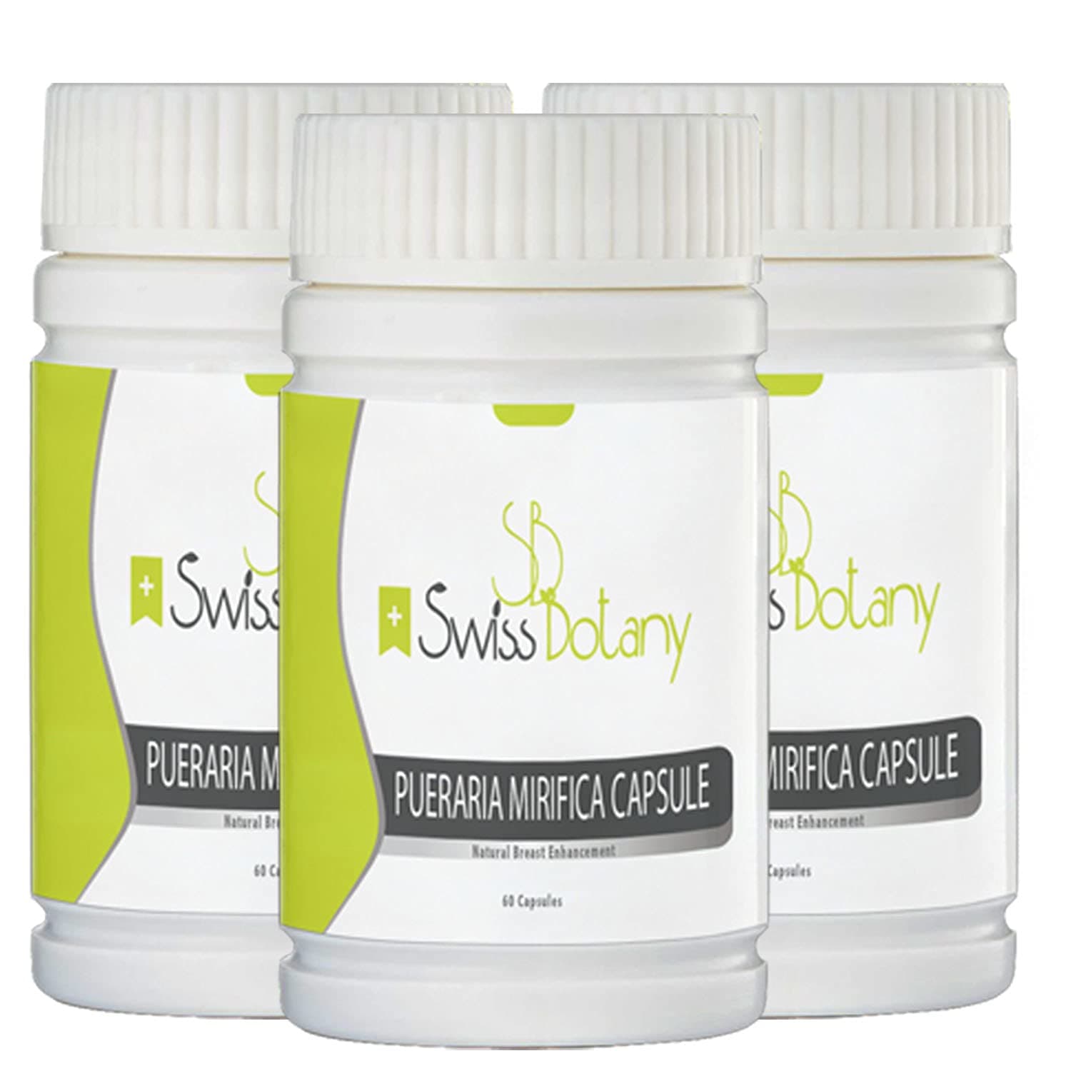 Swiss Botany Organic Pueraria Mirifica Breast Enhancement Pills for Women - Breast Enlargement Capsule for Elasticity, Firmness and Smoothness - Improves Skin, Hair and Nails, 3 x 60 Capsules