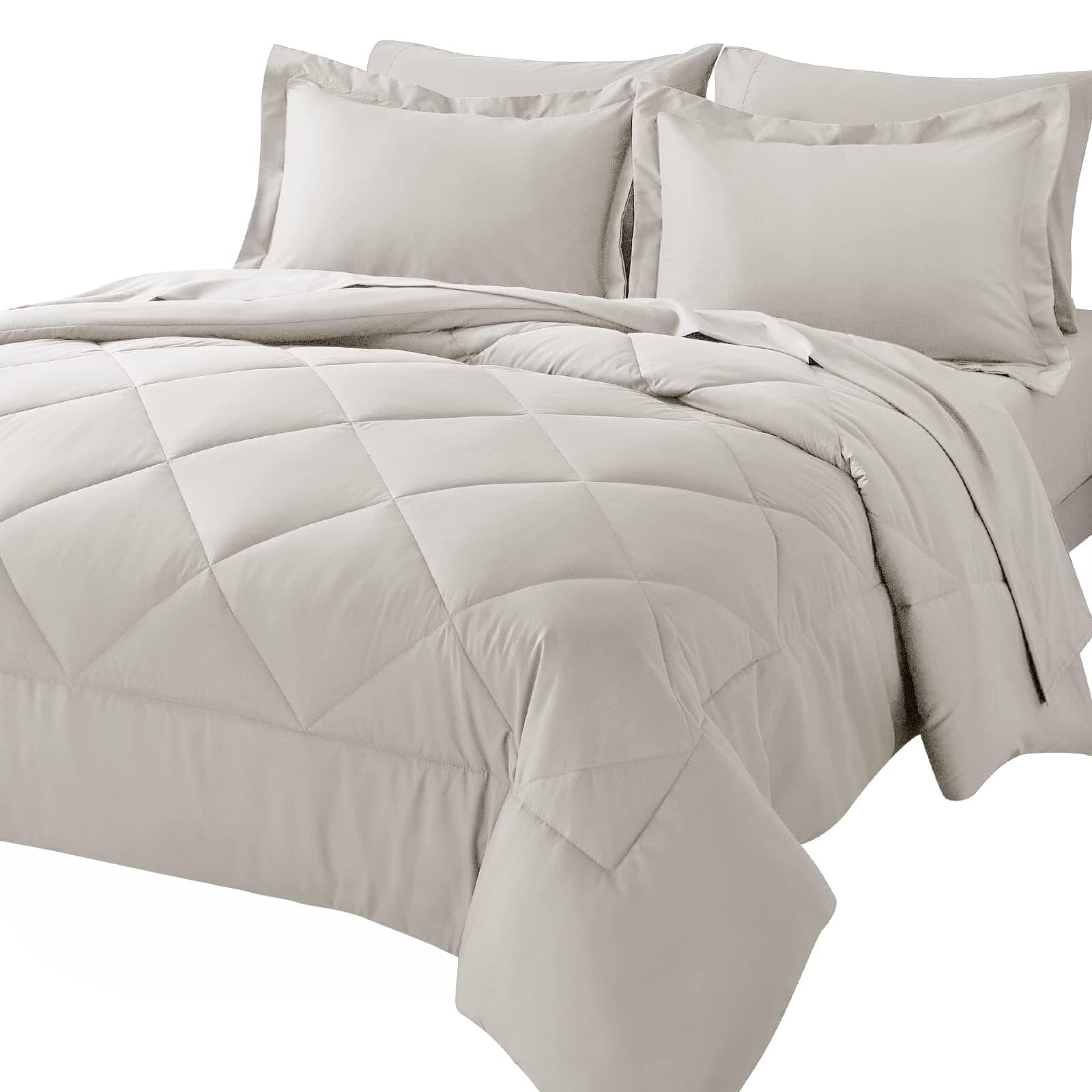 CozyLux Twin Comforter Set with Sheets Beige - 5 Pieces Bed in a Bag Twin, All Season Bed Set for Girls and Boys, Bedding Set with Down Alternative Comforter, Sheets, Pillowcase & ShamOEKO-TEX STANDARD 100
