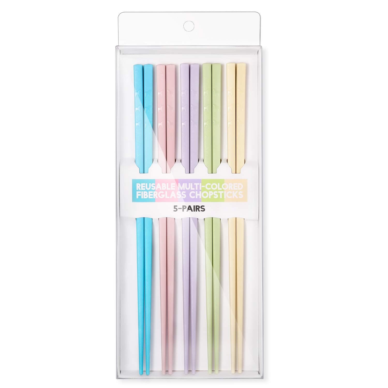 Hiware Reusable Fiberglass Chopsticks Dishwasher Safe, Lightweight, Multicolor - 5 Pairs Gift Set