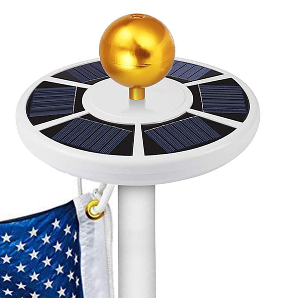 Solar Flag Pole LED Light IP65 Weatherproof Downlight Lights up Flag on Most 15 to 25 Ft Flagpole with Auto On/Off Night Lighting (White)