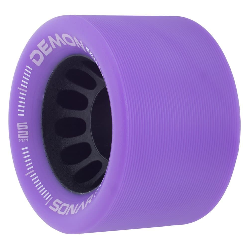Riedell Demon EDM Roller Skate Wheels - 4 Pack of 43mm x 62mm Wheels | Purple 95A