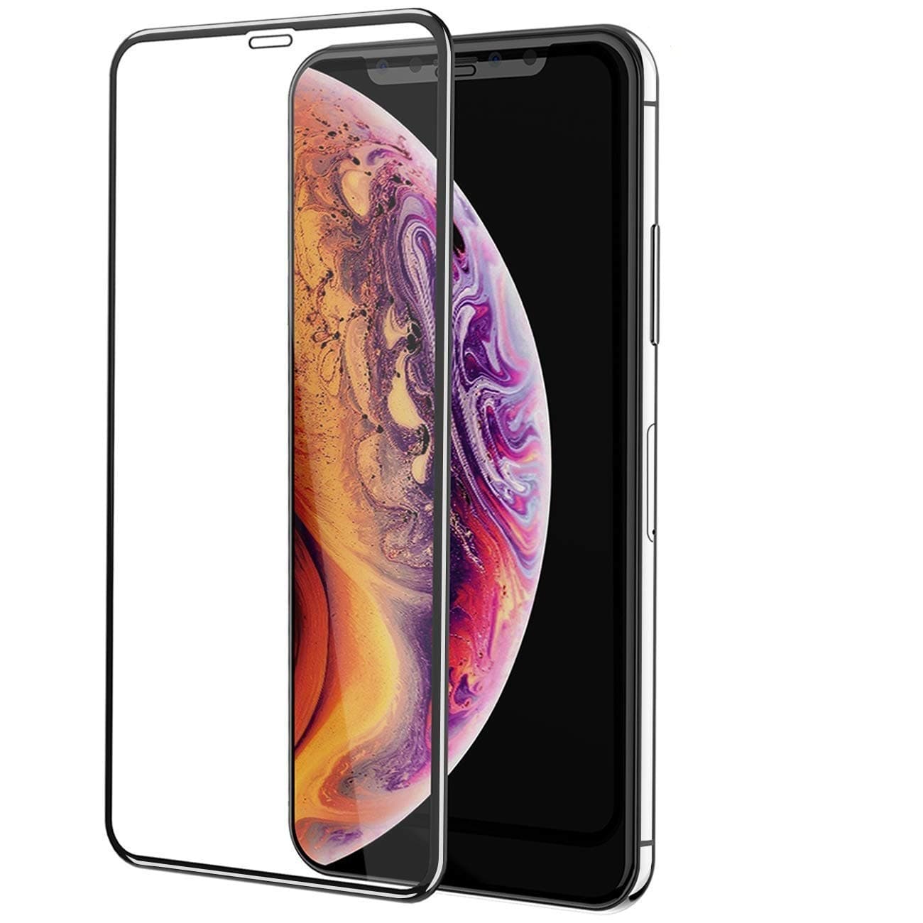 Tingtong Full Glue, Full Coverage Edge-to-Edge 5D/6D/11D Tempered Glass Screen Protector for Apple iPhone Xs Max, Apple iPhone 11 Pro Max (6.5") (Black)