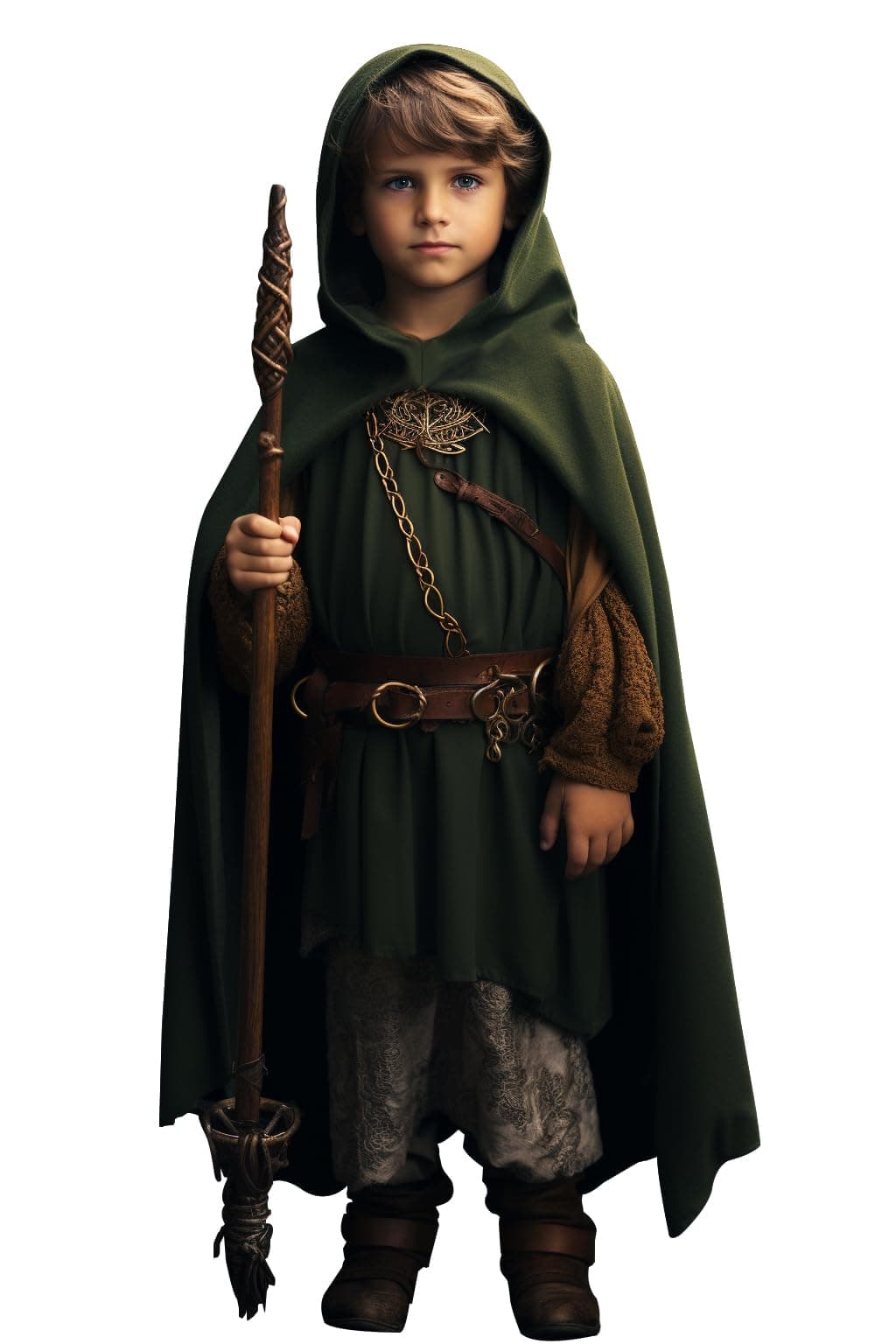 Renaissance Costume for Boys Kids Medieval Cloak With Hood Halloween Ranger Wizard Elven Hooded Cape Robe