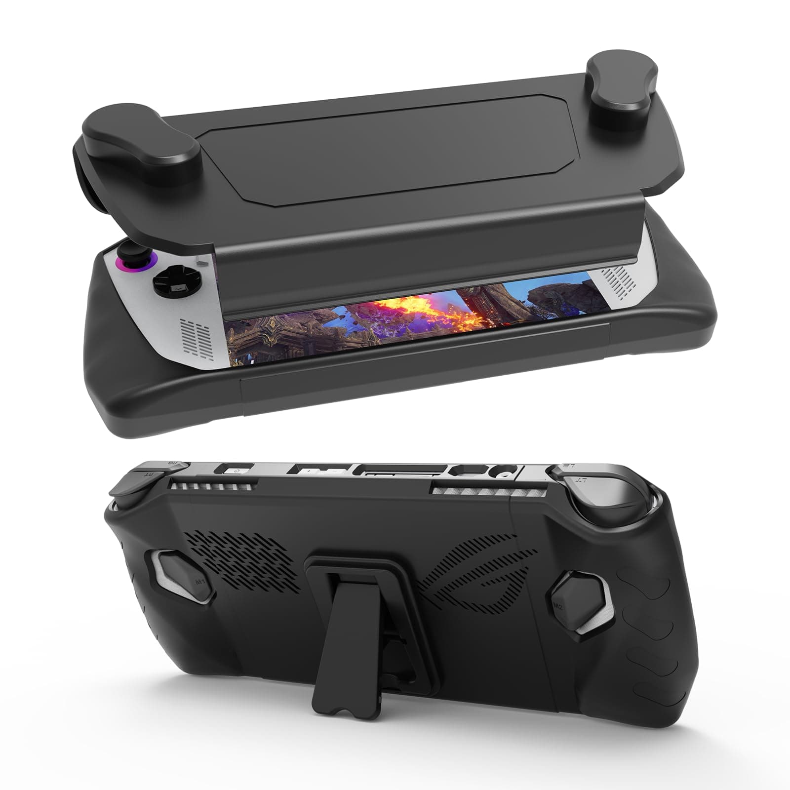 Upgraded Ultra Slim TPU Protective Case with Front Cover Compatible with ASUS ROG Ally, Shock-Absorption, Non-Slip and Anti-Scratch Design Cover Protector (Black)