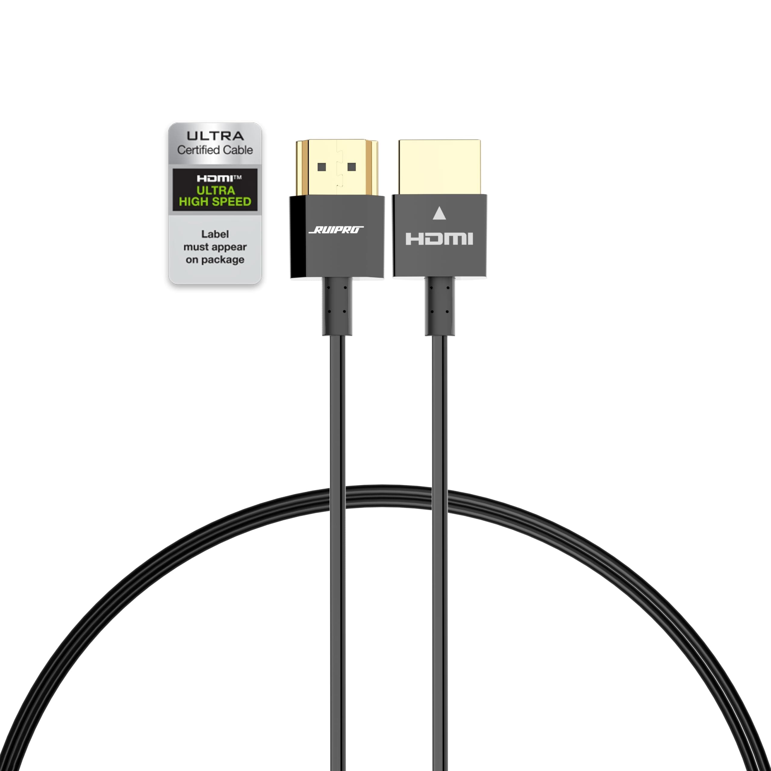 RUIPRO Ultra Thin 8K HDMI 2.1 Certified Cable 3FT, Ultra High Speed 48Gbps, Short HDMI Cable, Support 8K@60Hz 4K@120Hz, Dynamic HDR, eARC, Compatible with PS5/Xbox/HDTV/Blu-ray/Monitor/Projector