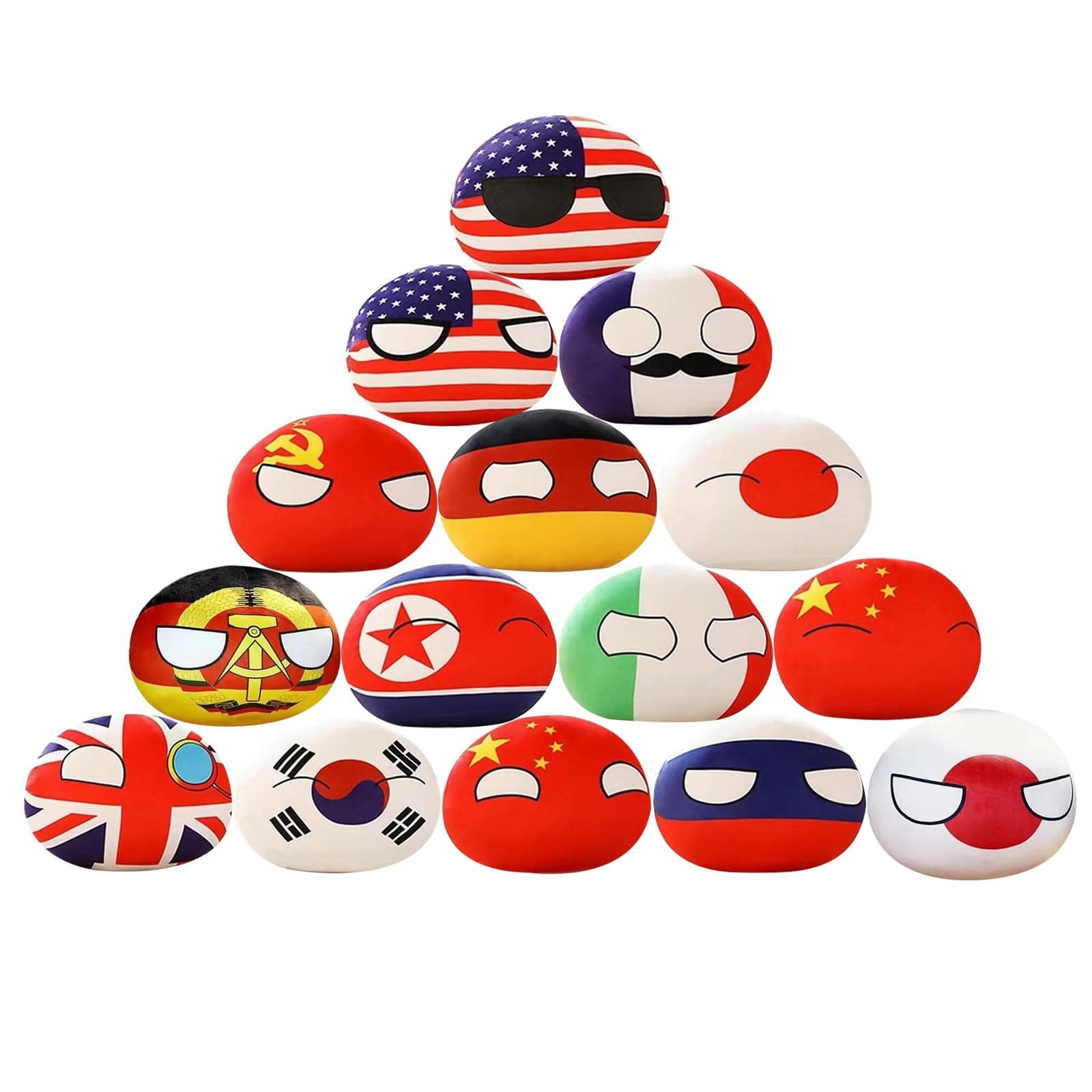 SAXTZDS 15 PCS Country Ball Plushies Pillow Pillow Pendant/Cartoon Poland Ball Doll Plush/Children Adult Gift Plush Pendant and 10cm(4in)