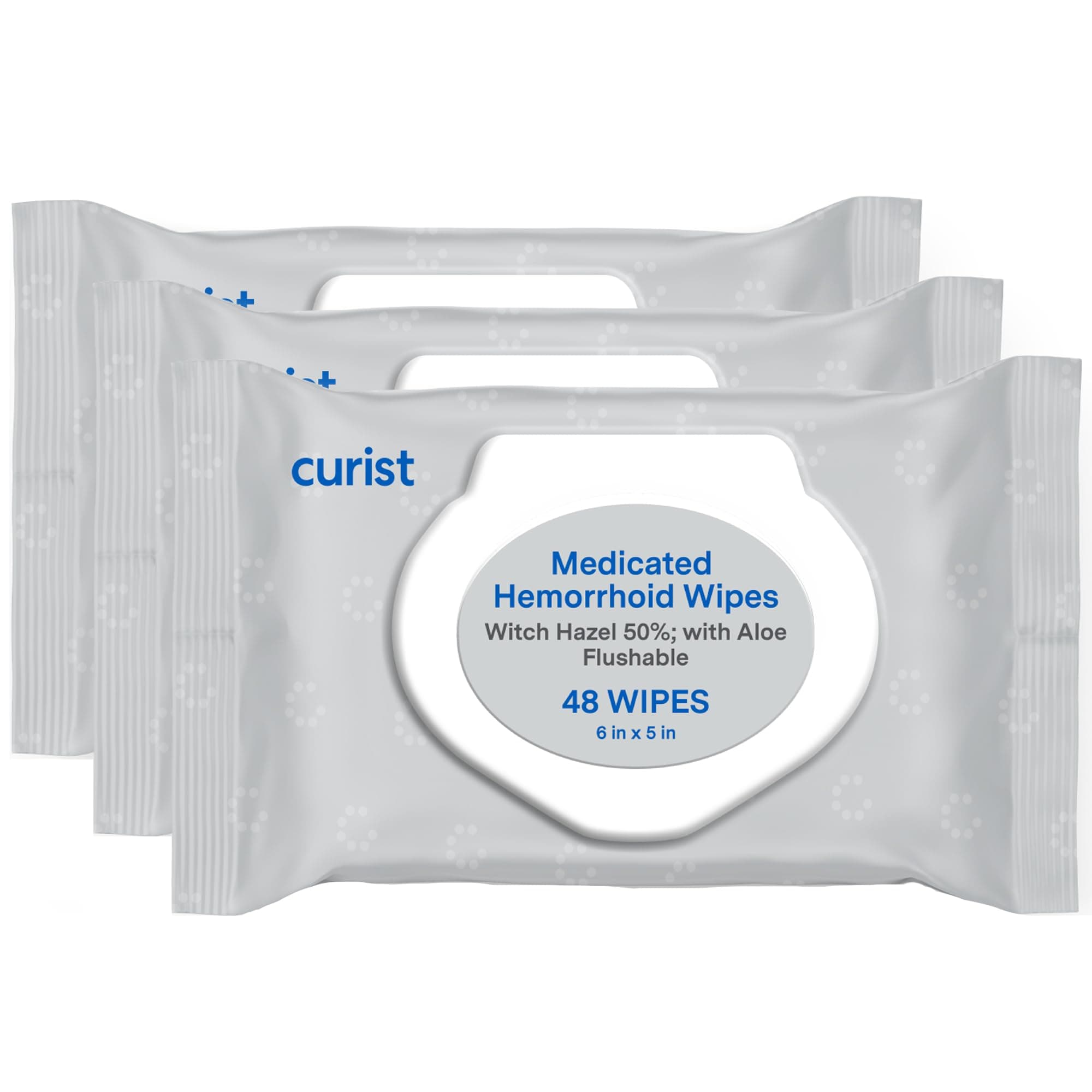 Curist Hemorrhoidal Medicated Wipes, 144 Count, with Aloe Vera & 50% Witch Hazel, Flushable, Soothe & Reduce Hemorrhoid Discomfort