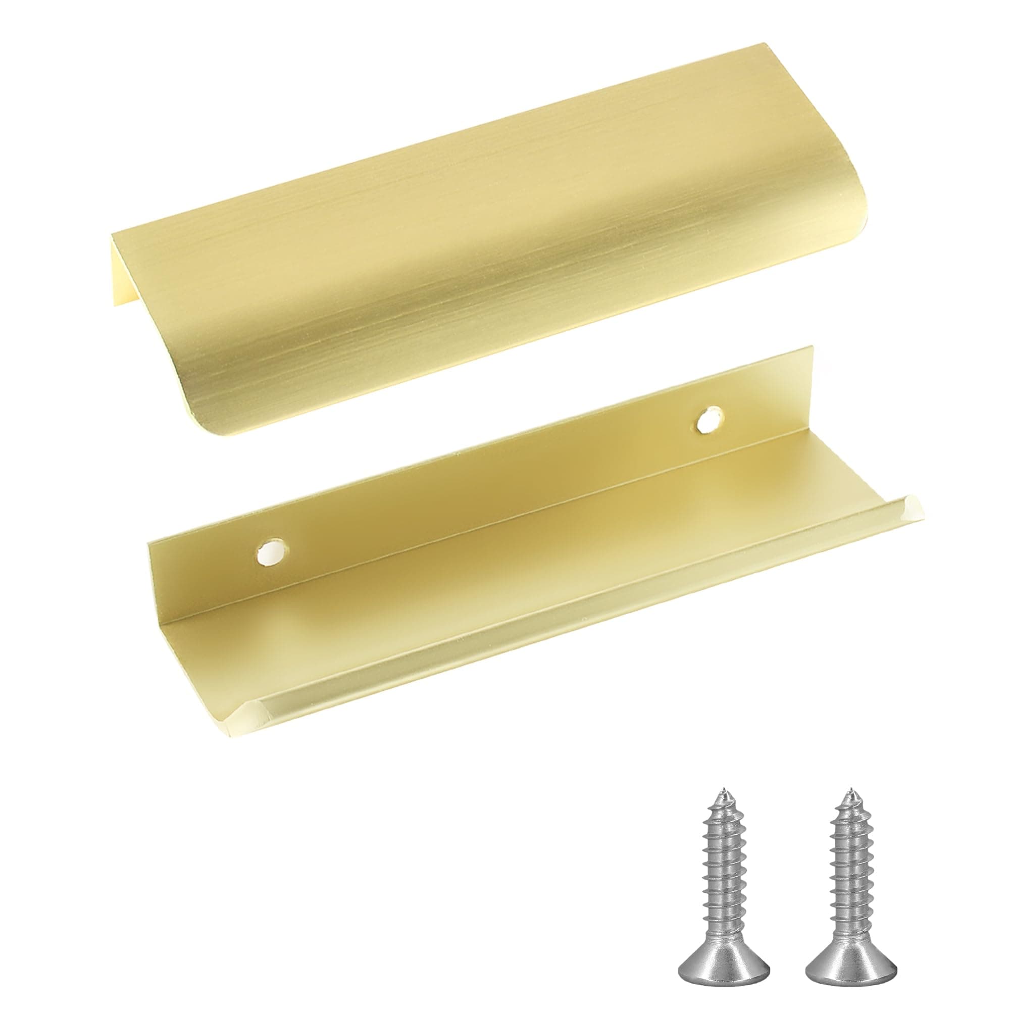 - JOOJA 10 Pack Modern Style Finger Edge Pull Furniture DrawerHandles Hidden Cabinet Kitchen Drawer Handles Knobs, Brushed Brass 120(96) mm