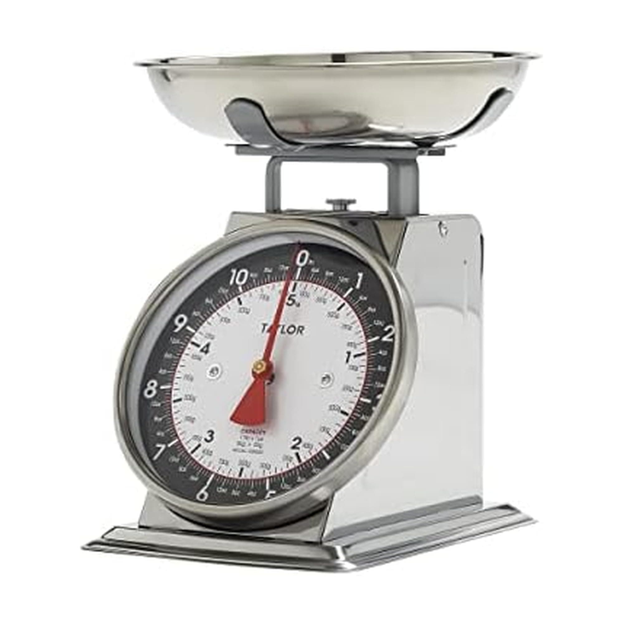 Mechanical Kitchen Weighing Food Scale with Bowl, Weighs up to 11lbs, Measures in Grams and Ounces, Food Scales for Kitchen, Black and Silver