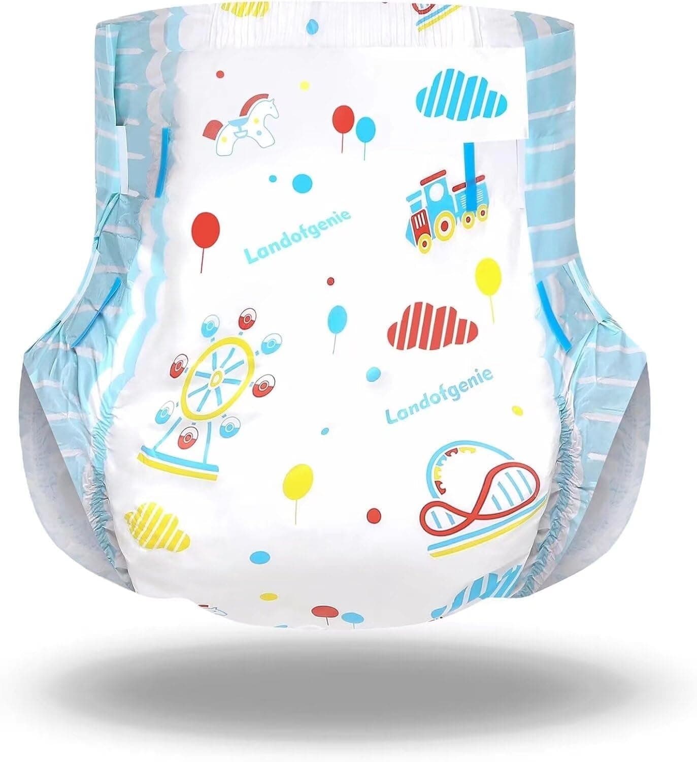 Diapers Adult Printed Diaper Incontinence Underwear Large Overnight Diapers for Women and Men with Tabs 10 Pieces-Amusement Park(Medium 28"-38")