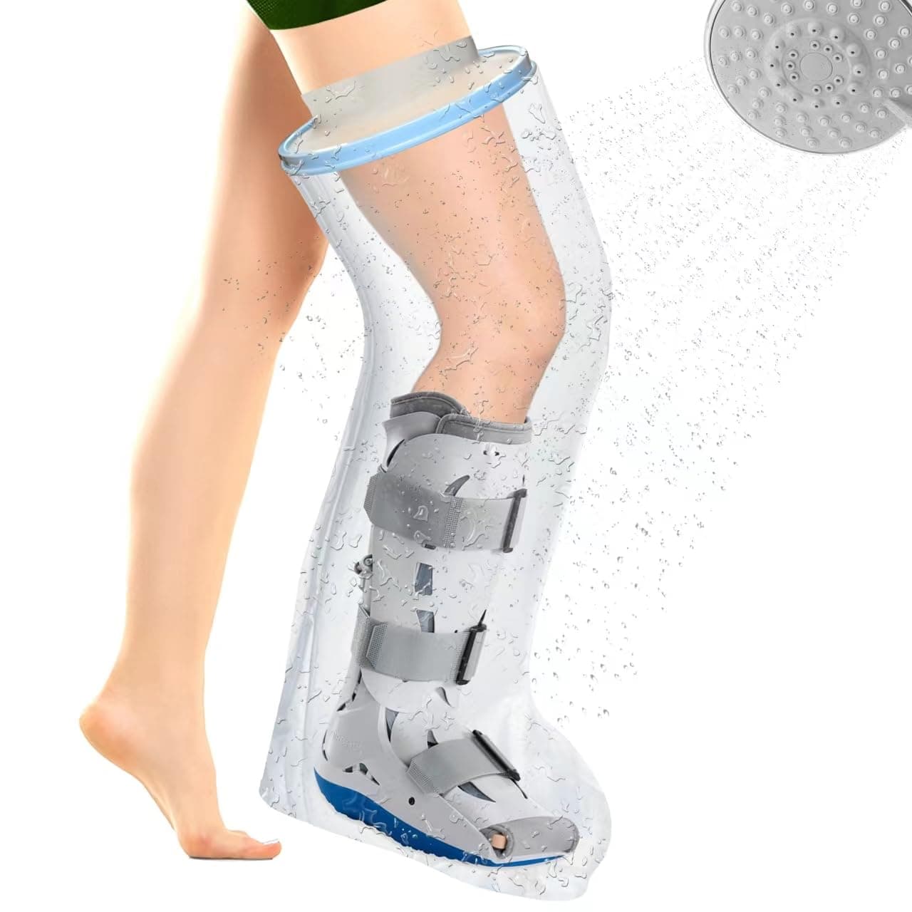 Adult Long Leg Cast Cover, Waterproof Shower Bandage and Cast Protector for Shower & Bath Full Size Watertight Protection to Foot, Knee, Ankle Wound (43.5"20"9.8")