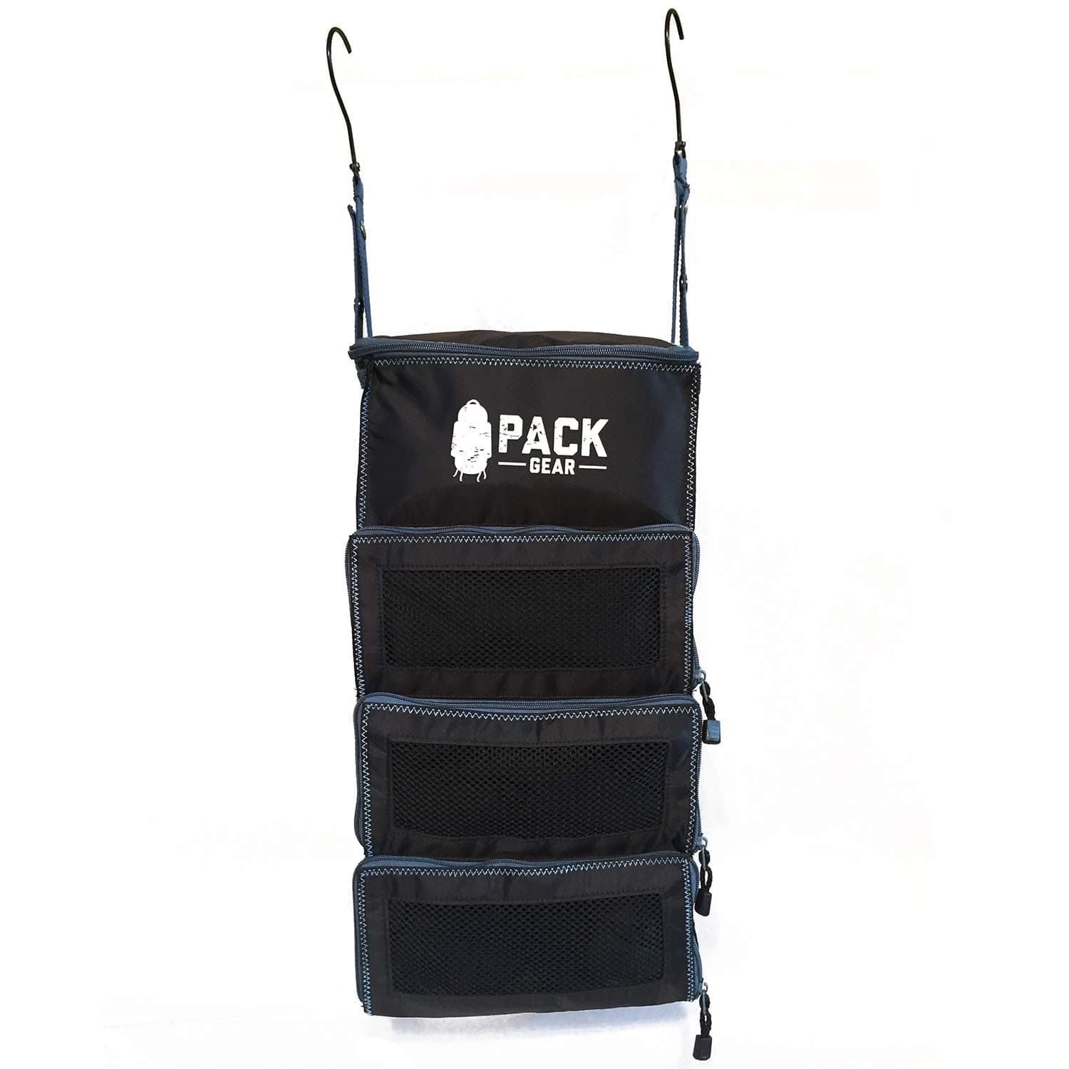 Pack Gear Suitcase Organizer | Pack More in your Large or Carry On Luggage | Unpack Instantly with these Compression Packing Cubes for Suitcases | Hanging Shelf Organizer for Closet (Black)