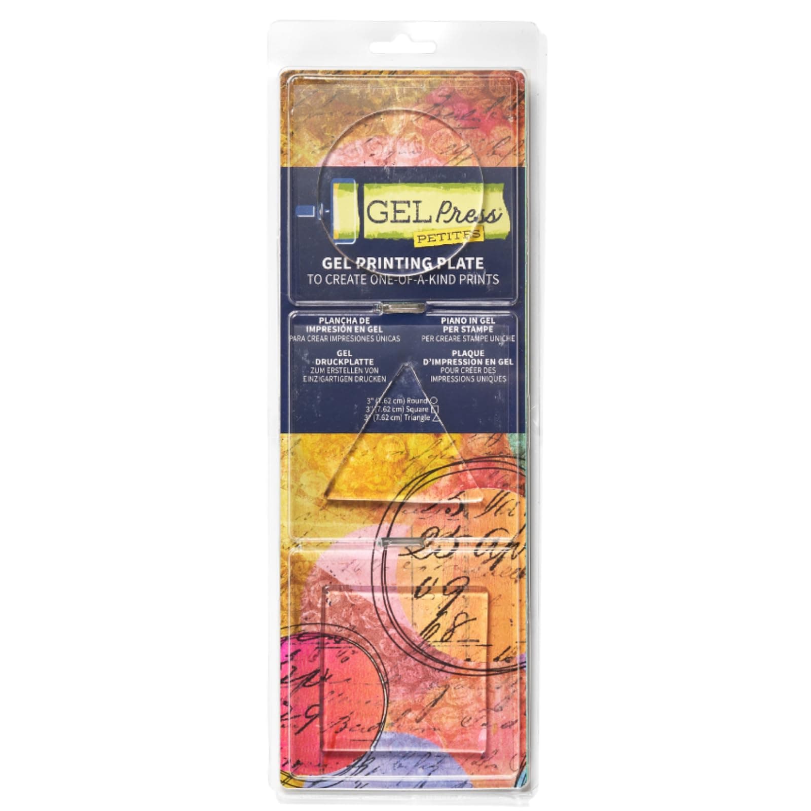 Gel Press Petites Monoprinting Plates 3 piece - Circle Triangle Square - for Printmaking, Scrapbooking, Paper Crafts, Home Decor and More - 10812-CIR