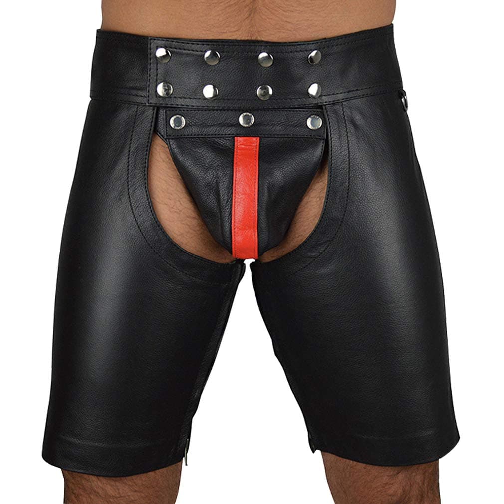 KILLREAL Men's Faux Leather Underwear Shorts Leather Boxers Briefs with Lace up