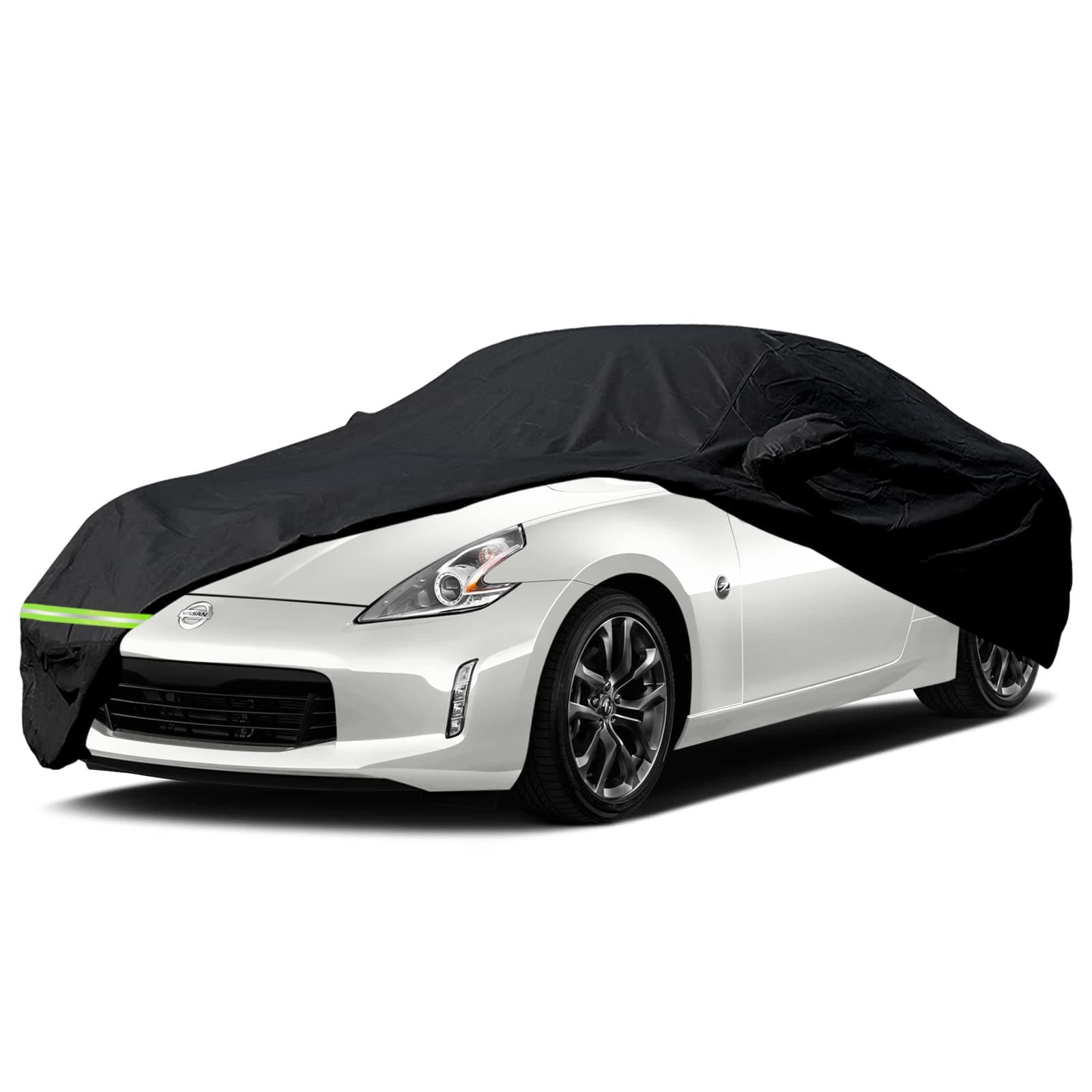 Waterproof Car Covers for 2009-2022 Nissan 370Z / 370Z Nismo Car Cover 190T Covers Customer Fit 100% Waterproof Windproof Strap & Double Door Zipper Up to 174” L