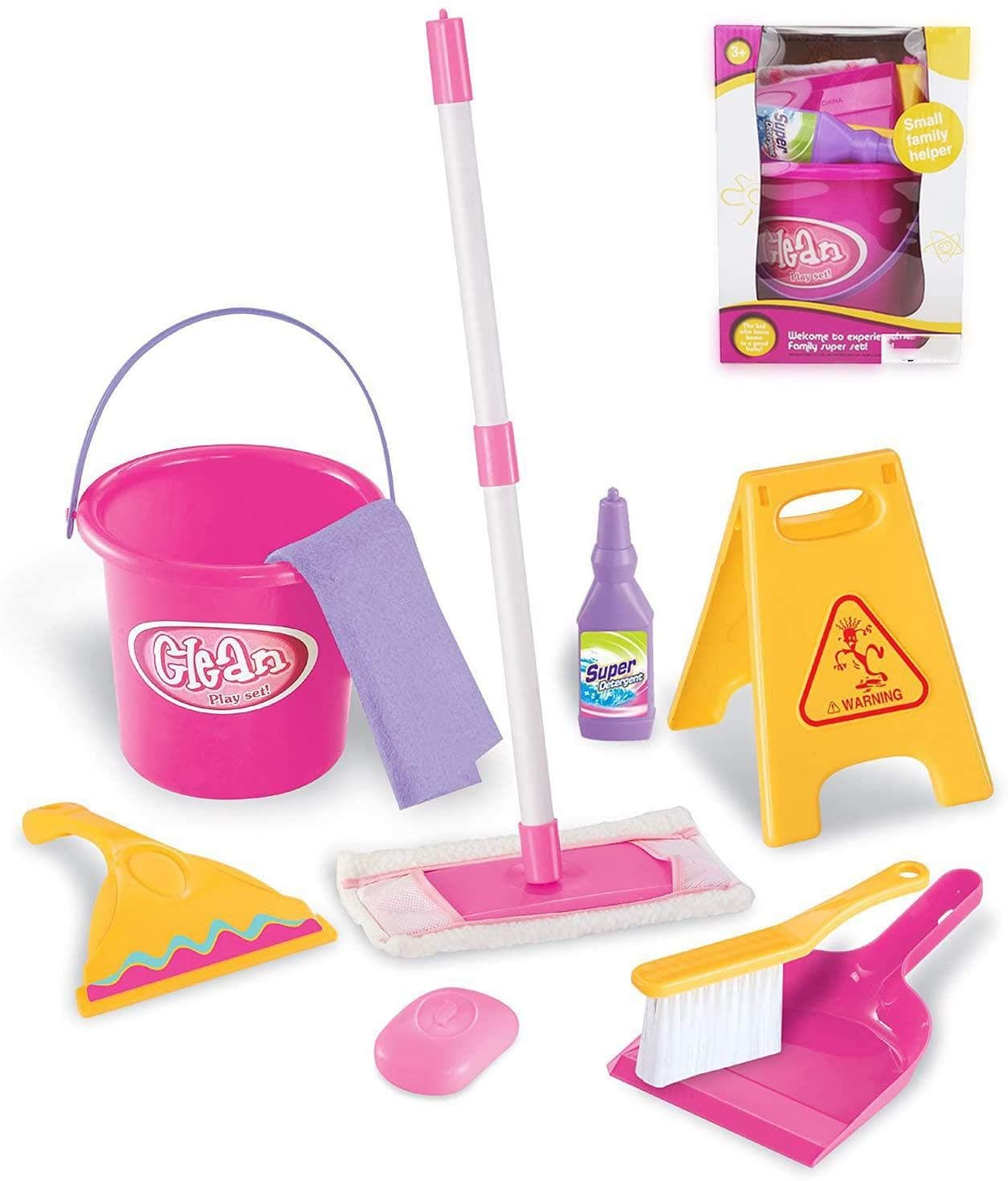 Coolbitz Koolbitz Kids Children Cleaning Toy Set Mop, Dust Pan, Brush, Bucket, Caution Sign Accessories