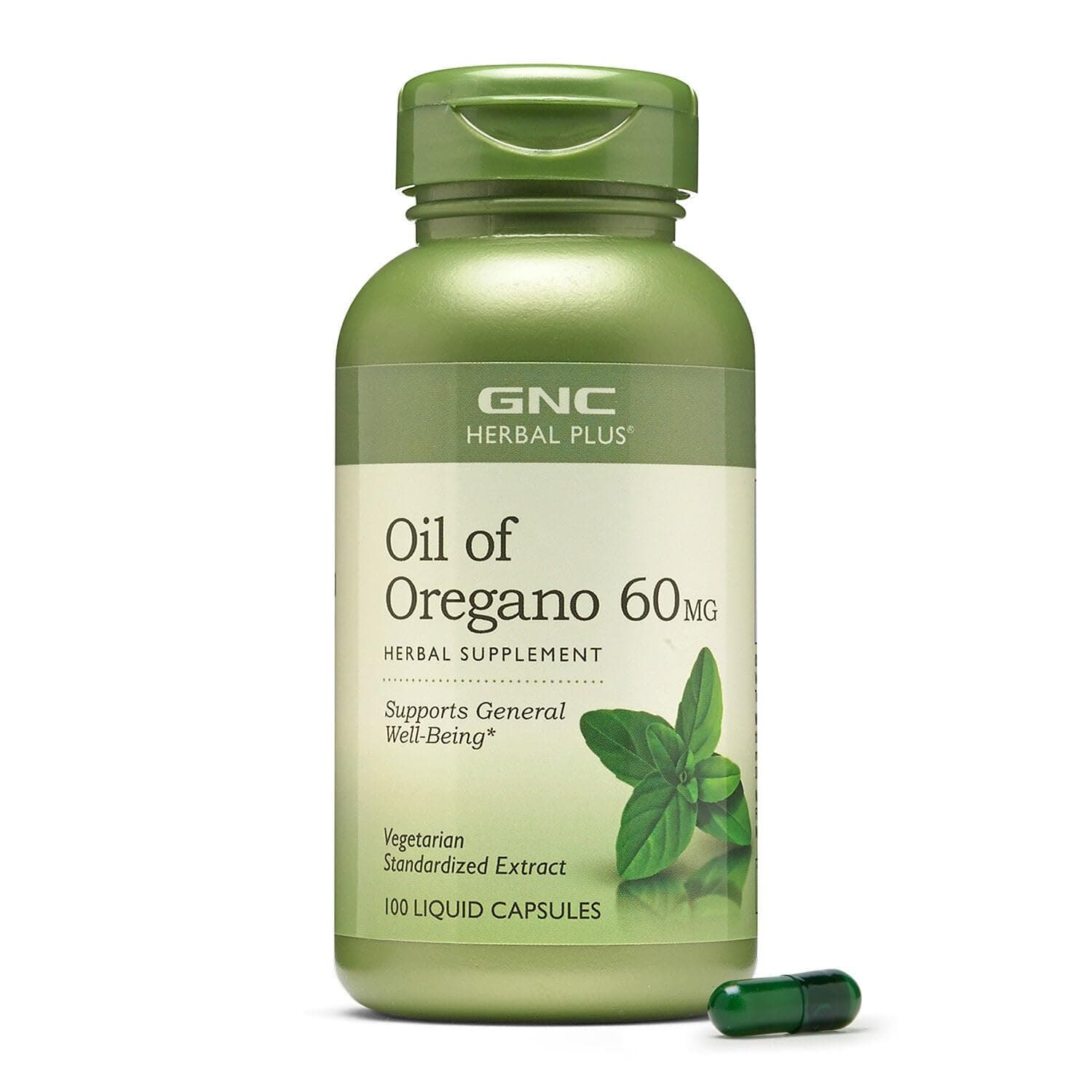 GNC Herbal Plus Oil of Oregano 60mg Supplement, Vegetarian, Supports General Well-Being, 100 Servings