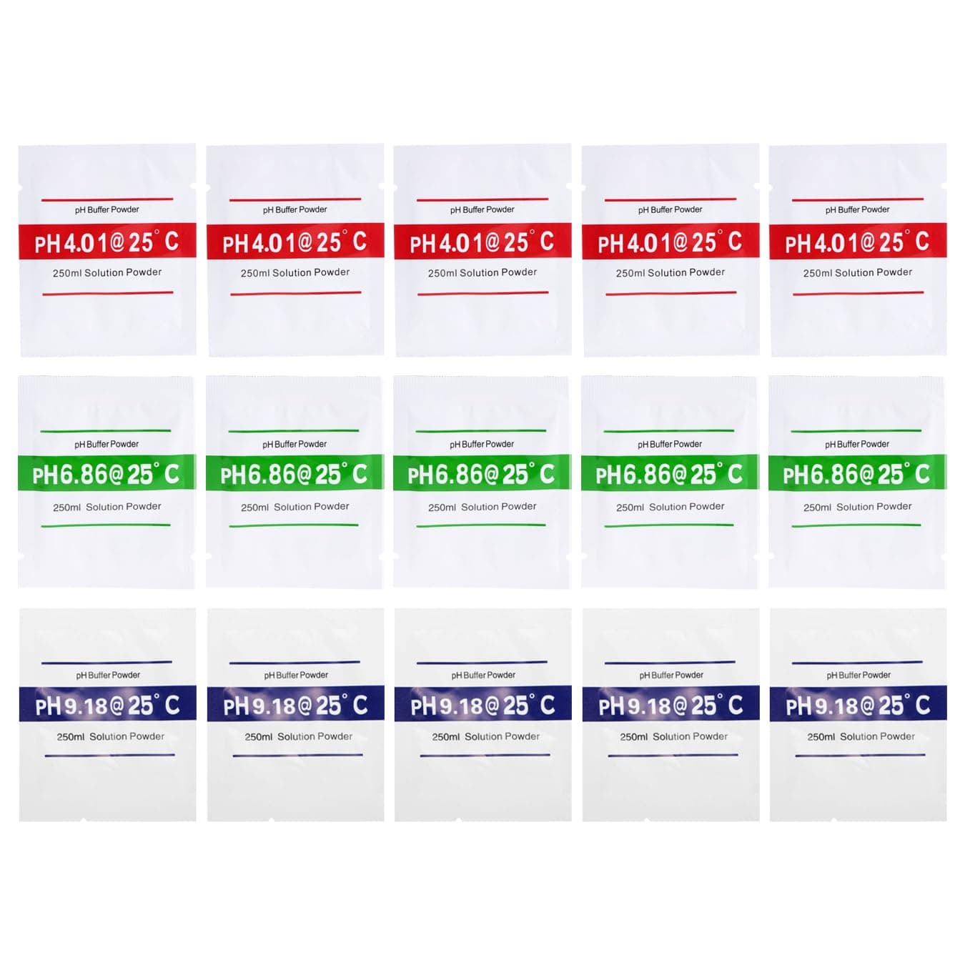 Nynelly 15 Pack pH Meter Buffer Calibration Solution Powder for Precisely Calibrate pH Meter, pH Tester Calibration Powder Packets, pH 9.18/6.86/4.01