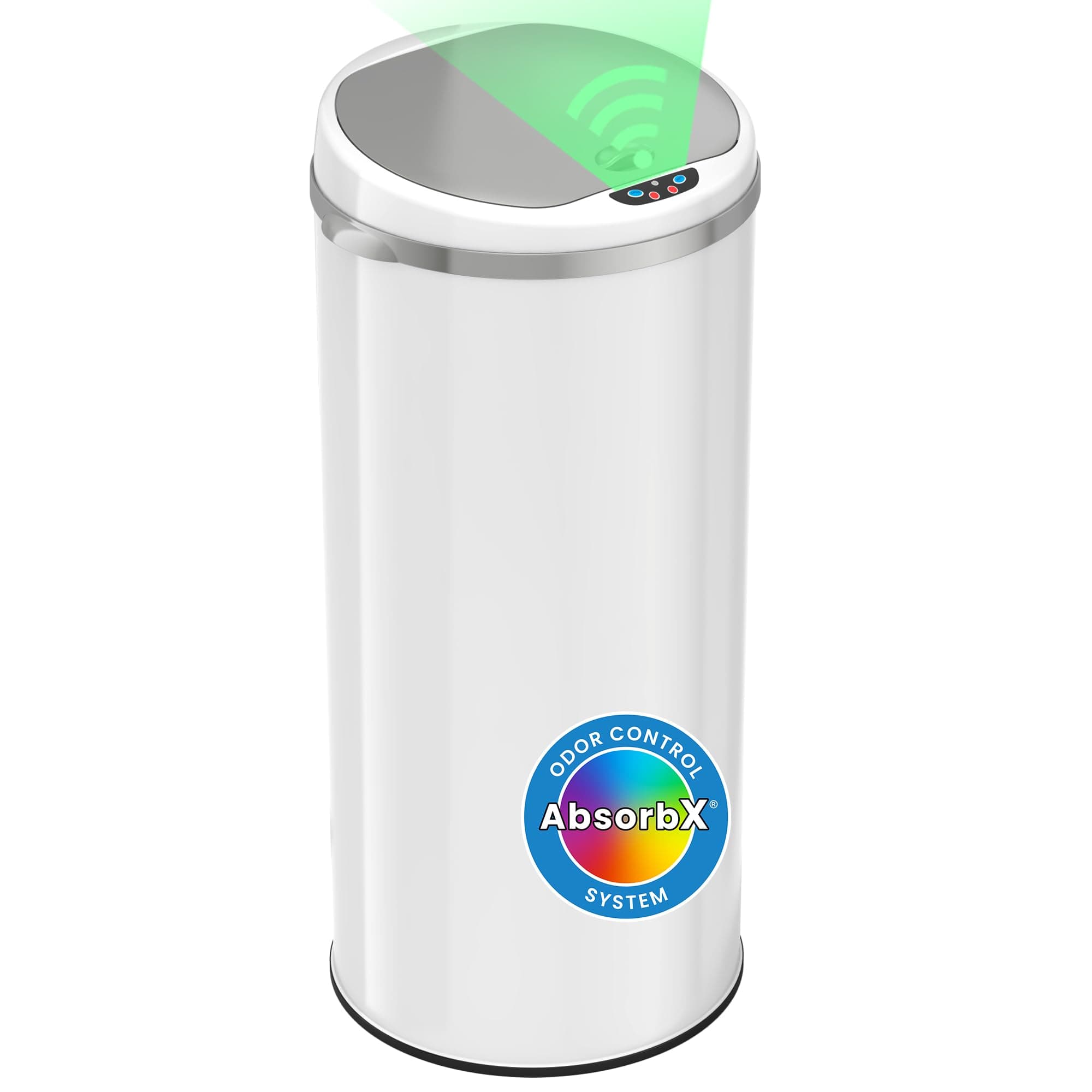 Itouchless 13 Gallon Automatic Trash Can With Odor Control System ā White ā Round ā 49 Liter Kitchen Trash Bin