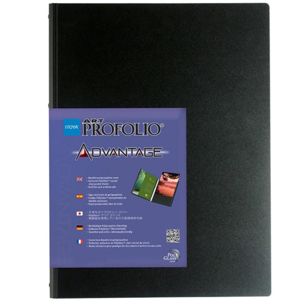 Itoya AD24-12 Art Profolio Advantage Presentation Book, 24 Sheet Protectors with Black Mounting Paper, 11 X 17 inches, Black