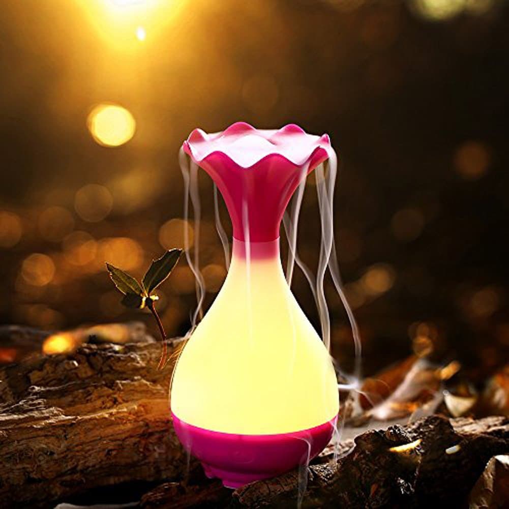 Bottle Night Light Essential Oil Diffuser, Air Aroma Humidifier Ultrasonic Mist Maker Fogger for Bedroom Office Car Spa Yoga,5V 100ml USB (Pink)