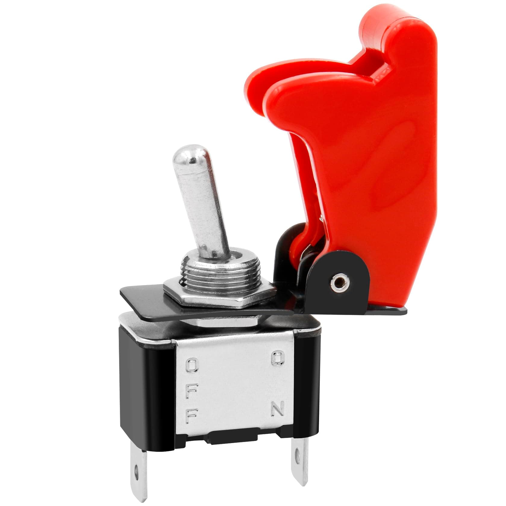 Heschen Metal Toggle Switch Flick Flip, 12V 20A, SPDT, ON/Off 2 positon, 2 pin (Red Cap)