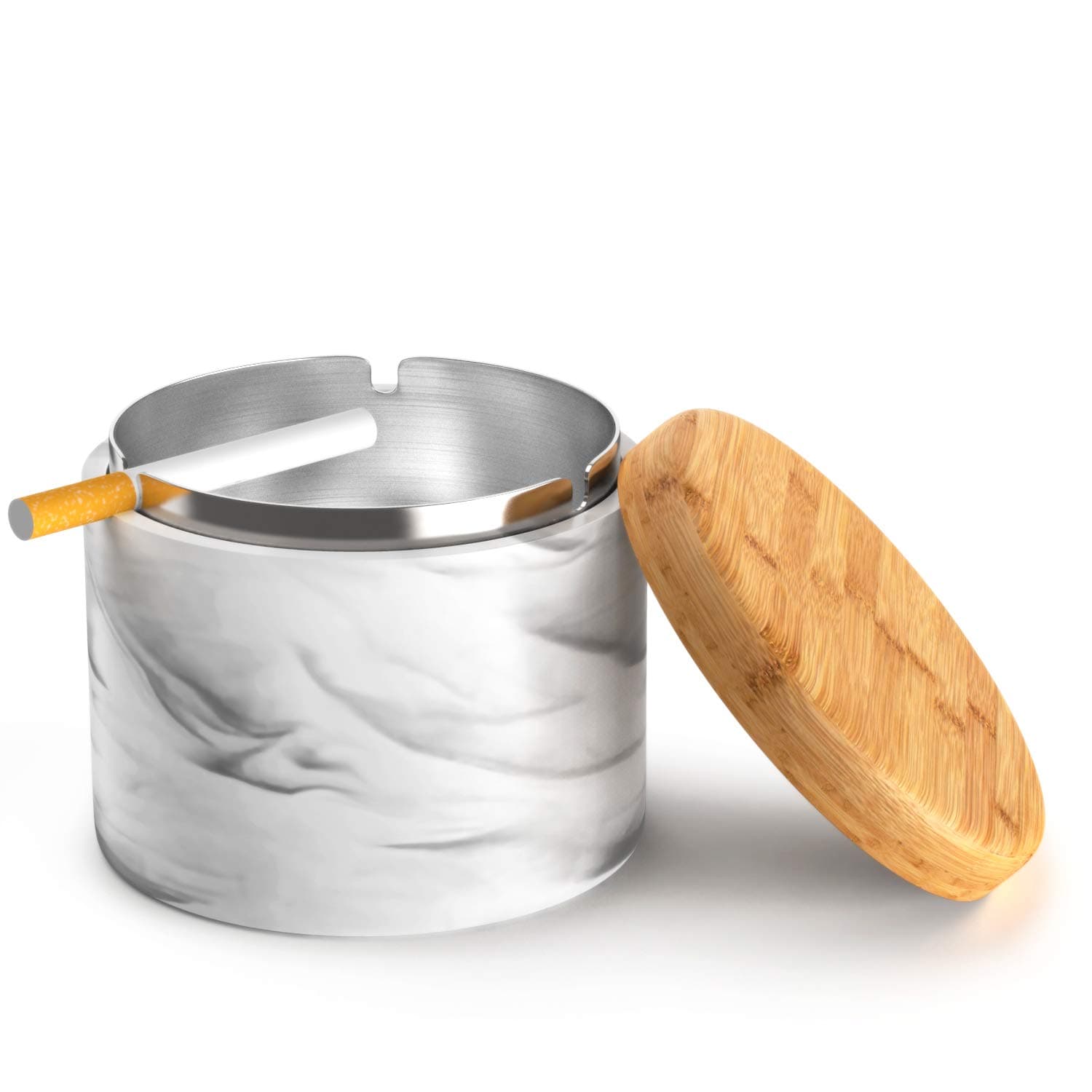 SEA or STAR Ceramic Ashtray with Lid Windproof Home or Outdoor Ashtrays for Cigarettes (Black)